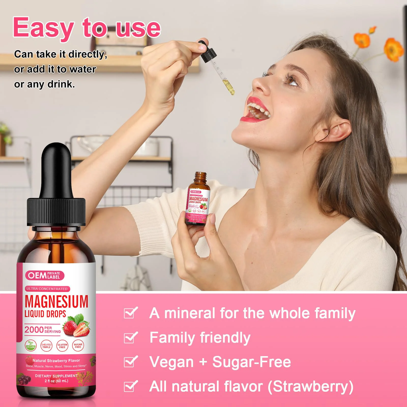 Magnesium Glycinate Supplement 1000mg Magnesium Liquid Drops With Magnesium Glycinate Citrate Muscle Sleep Energy Improve OEM