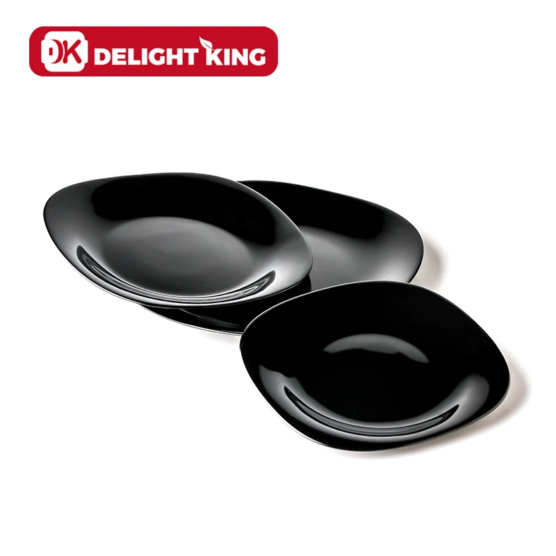 Square shape Black colored Opal Glass Dinner Plates Home tableware dishwasher safe Opal Glassware Serving fruits plates