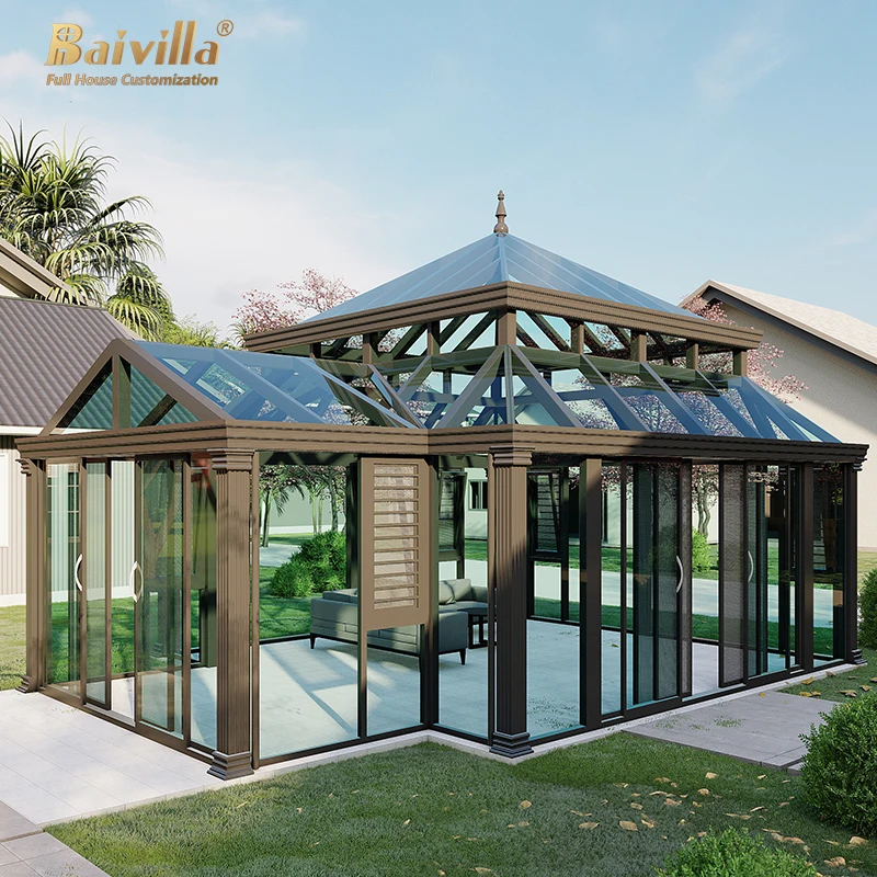 Baivilla backyard sunroom Veranda Design for Home sunroom glass house aluminium solarium sunroom