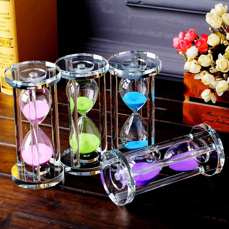 DILU 6.3inch Crystal Hourglass Sandglass 15/30/60 Minutes Glass Sand Hourglass Sand Clock Timer Desktop Art Craft Ornament Gift
