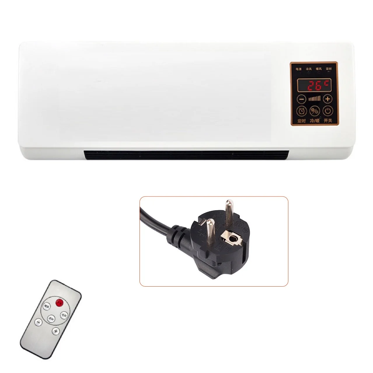 Household Smart Heating+Cooling Fan Wall Mounted Electric PTC Fan Heater Bathroom Portable Heater