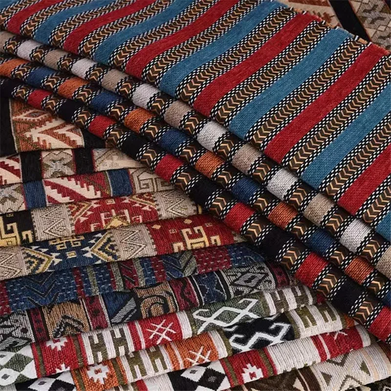 Polyester chenille jacquard sofa fabric diamond chenille jacquard for restaurant seat table cloth and picnic