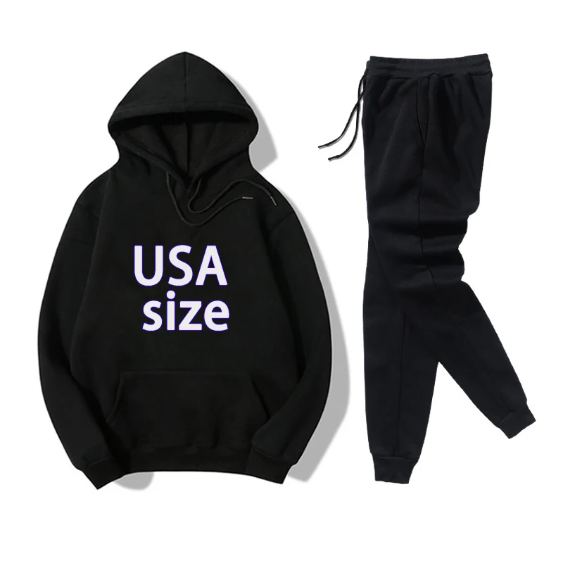 USA size Men women Pullover Washed 100% polyester blank custom hoodies and sweatpants for Dye Sublimation Heat Press