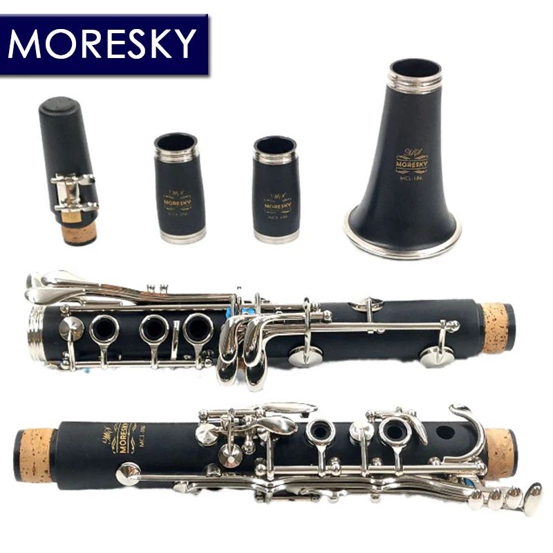 MORESKY Clarinet 17/18 Keys Bb Natural hard rubber/Bakelite ABS pipe body material Clarinet MCL-186