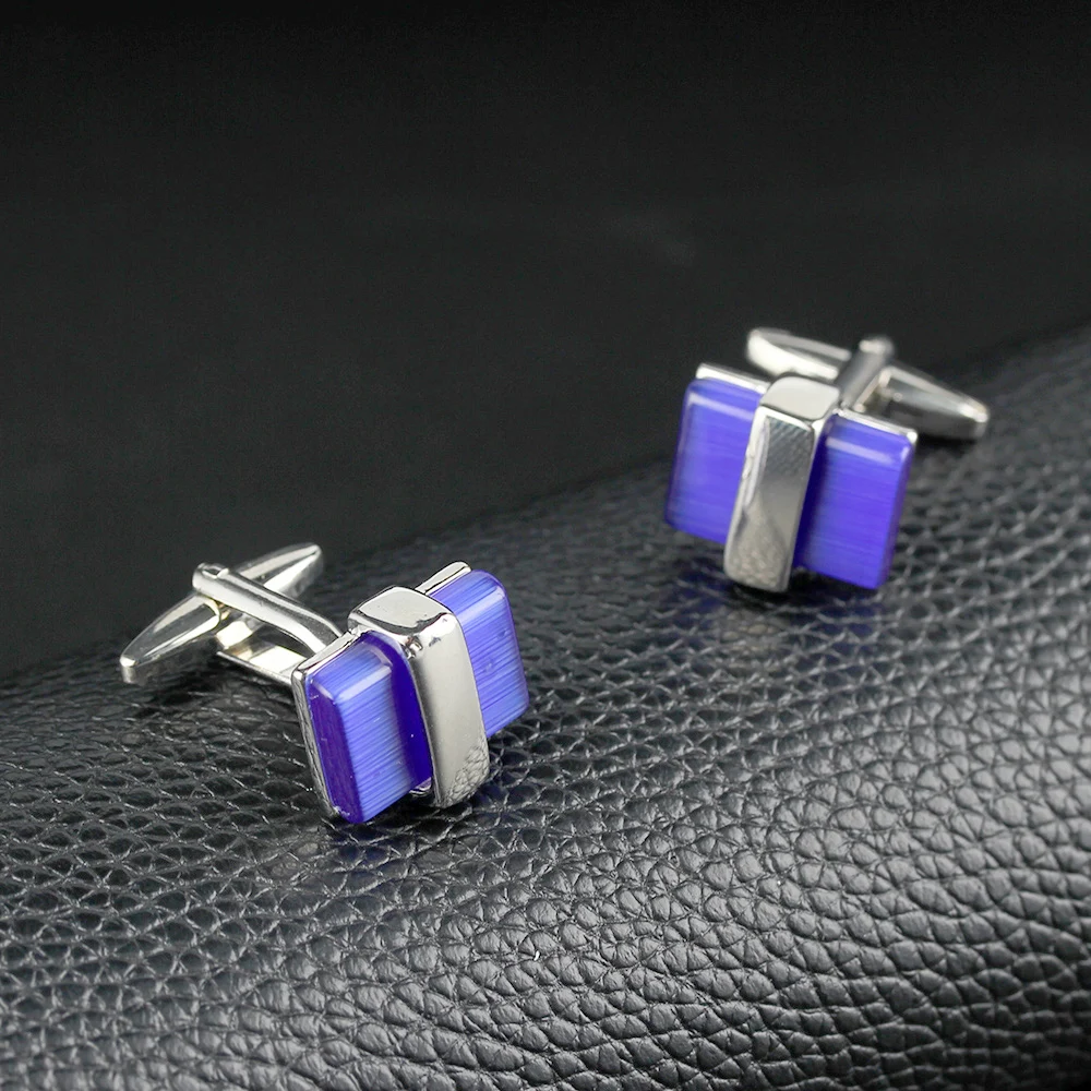Rectangular Blue Opal Sterling silver Shirt Cufflinks