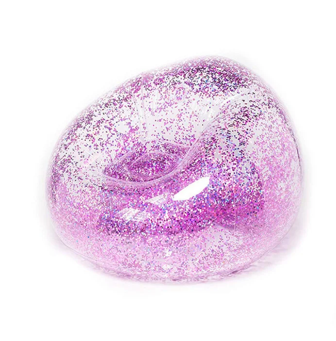 transparent lounge glitter air couch lazy single chair inflatable sofa for living room furniture