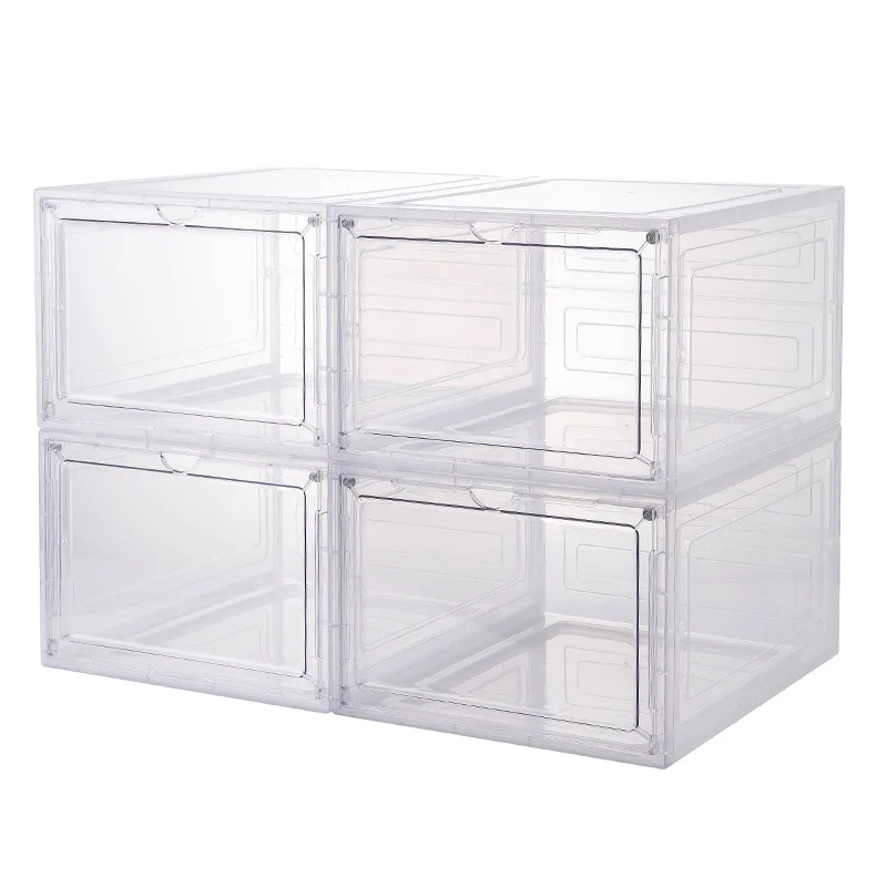 Factory Price Transparent Plastic Storage Shoe Box Container Easy To Assemble Clear Shoe Box