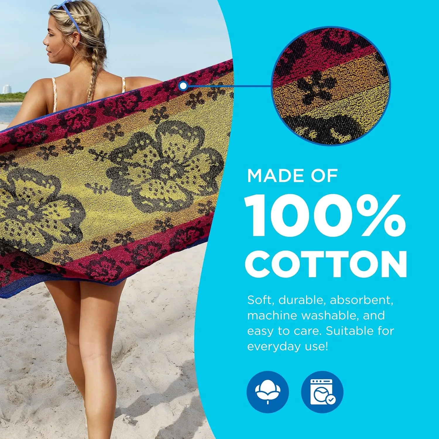 Wholesale High Quality Custom Embossed Super Absorbent 100% Cotton Yarn-dyed Print Jacquard Beach Towel