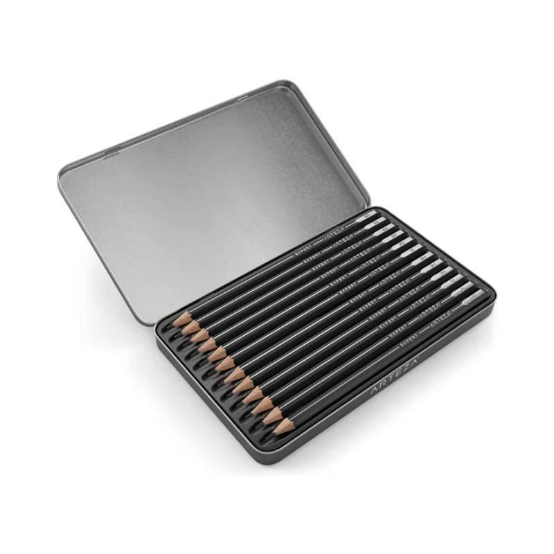 Good quality rectangular  pencil tin box / 12 pieces pencils customized tin case