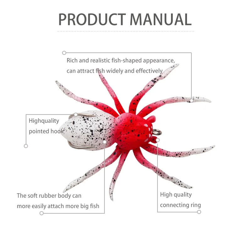 New product 4.7cm 6g silicone spider freshwater sea fishing soft bait