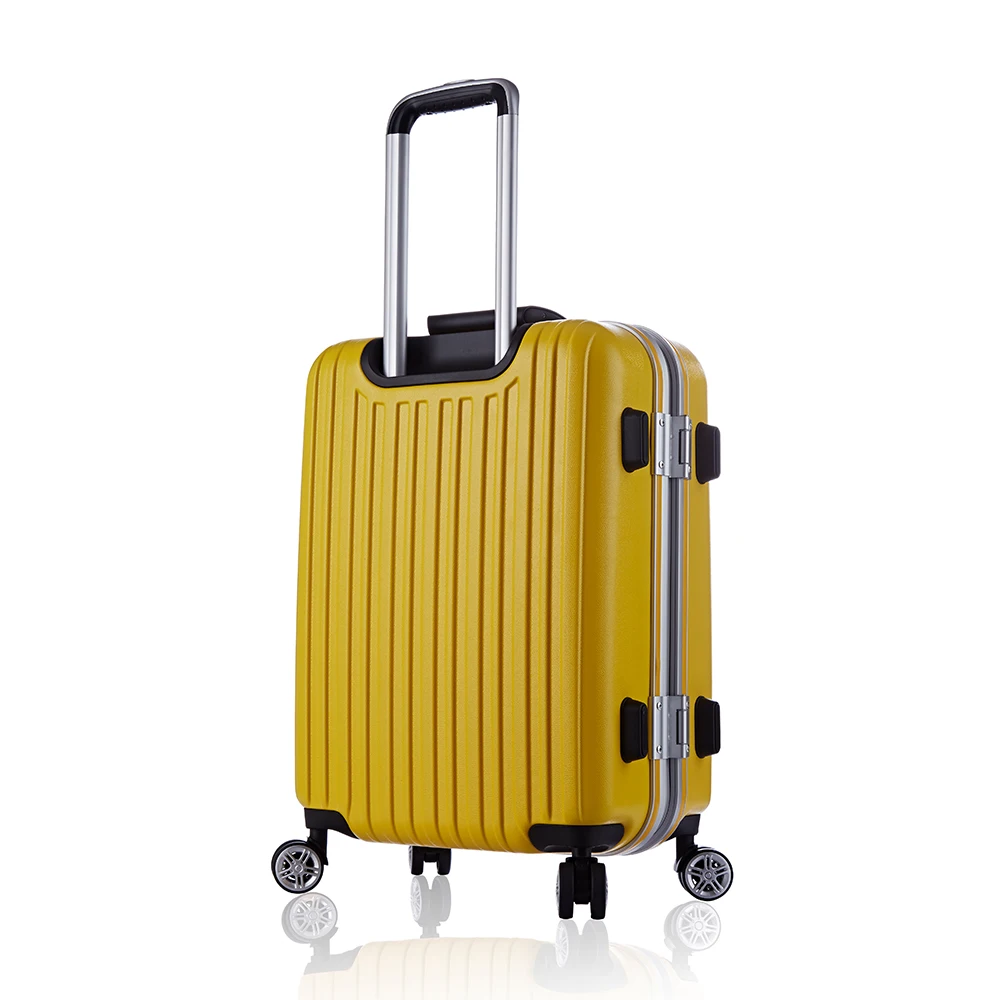 high quality yellow PC luggage light weight hard shell durable Waterproof Trolley Carry on business suitcases luggage