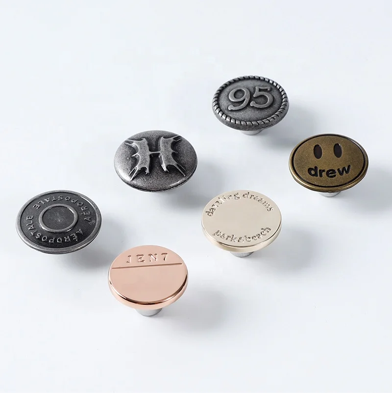 YHG High Quality Engraved Custom Logo Brass Zinc Alloy Botones Enamel Rivets Metal Jeans Button for Denim Pant Clothes