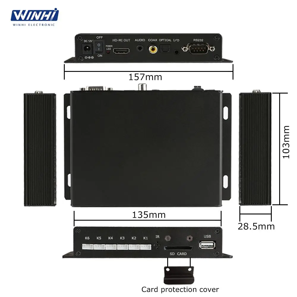 MPC1005 Full HD 1920*1080P RS232 Кнопка оптическая Коаксиальная HDMI USB SD пользовательское управление цифровая вывеска рекламный видеоплеер