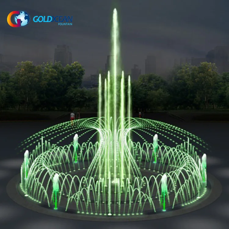 Outdoor 304 Stainless Steel Pipe Dia.14m Music Dancing Floor Dry Fountain with Light