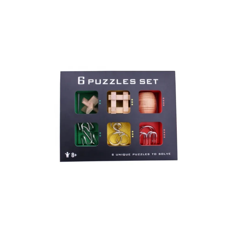 Set of 6 combination Educational toys wooden toys  metal wire puzzle