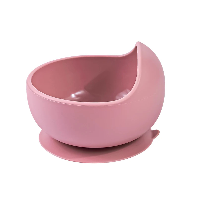 Fast Delivery Dark Pink BPA Free Easy To Clean Safely Suction Bowls Toddler Training Baby Feeding Food Grade Silicone Baby Bowl