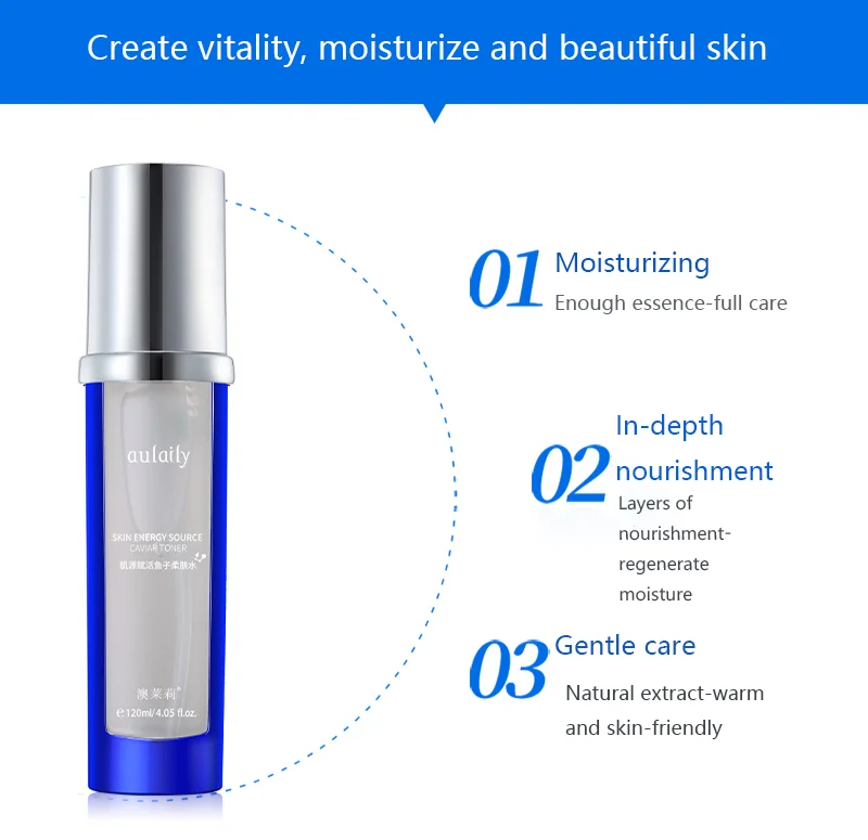 China Wholesale Aulaily Skin Energy Source Caviar Toner Skin Care Rejuvenation Toner Brightening