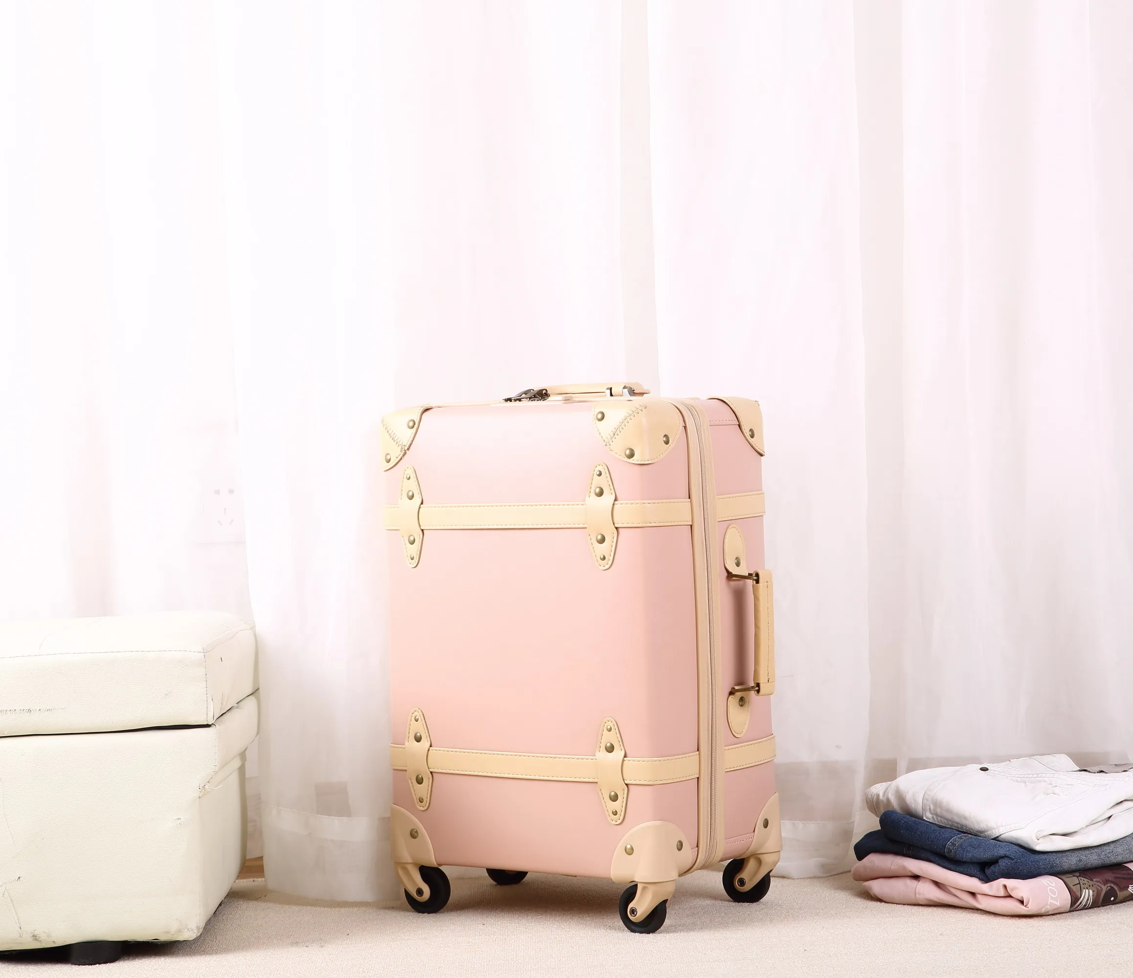 360 degree wheel PU leather hard luggage set