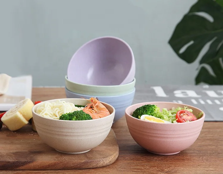 Wheat straw fiber bowl Degradable reusable materials Eco-friendly creative Instant Noodle Bowls soup bowls
