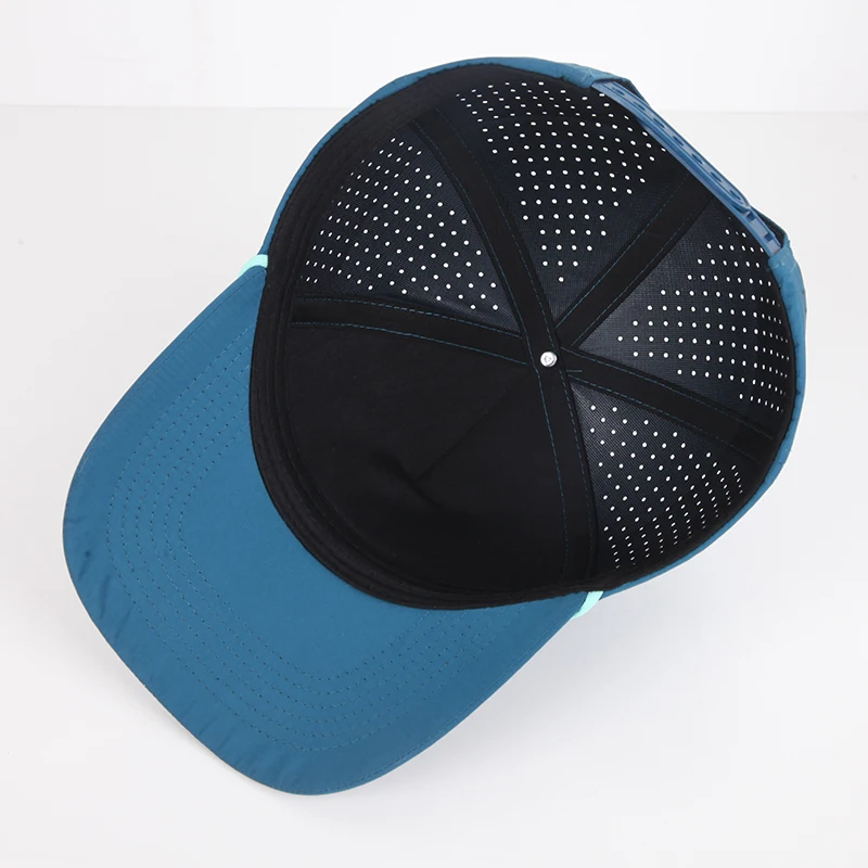 Custom Logo 5 Panel Rope Baseball Cap Laser Cut Hole Sport Running Dad Hat 100% Polyester Unstructured Golf Hat