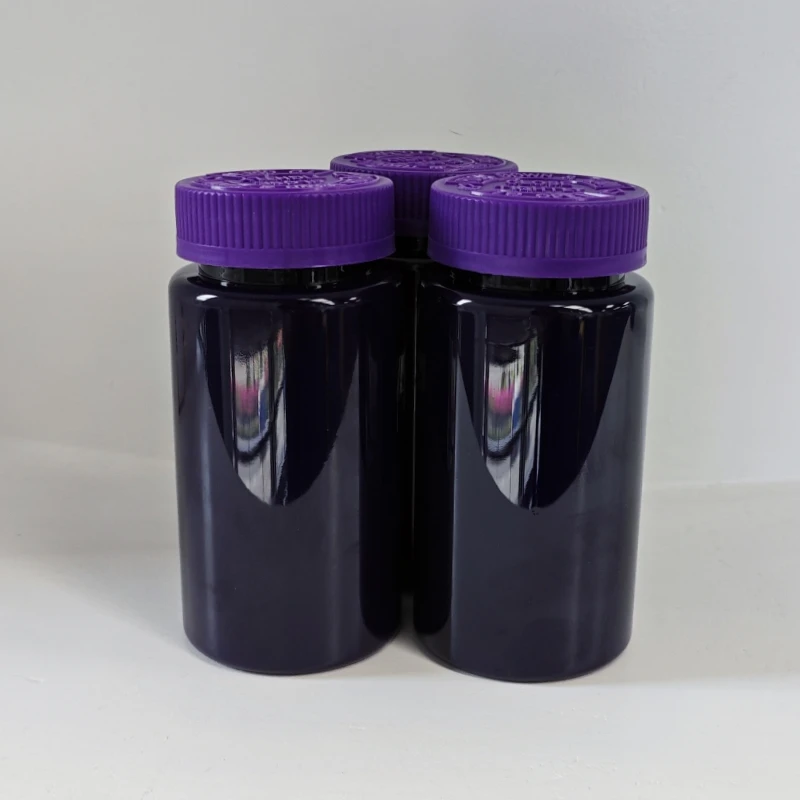 Wholesale PET Sealable Vitamin Pill Tablet Capsule Container Medical Black Plastic Bottle With Child proof Cap