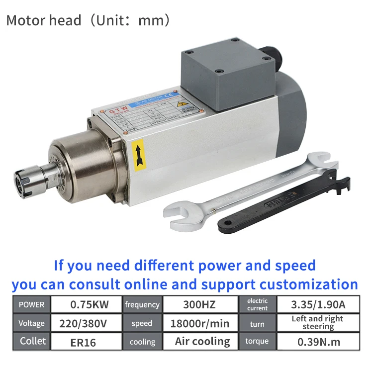 0.75kw 220v 380v Spindle Motor Air Cooling 18000rpm Er16 IP54 300hz Engraving Wood  New Design Cnc Lathe Machine Tool