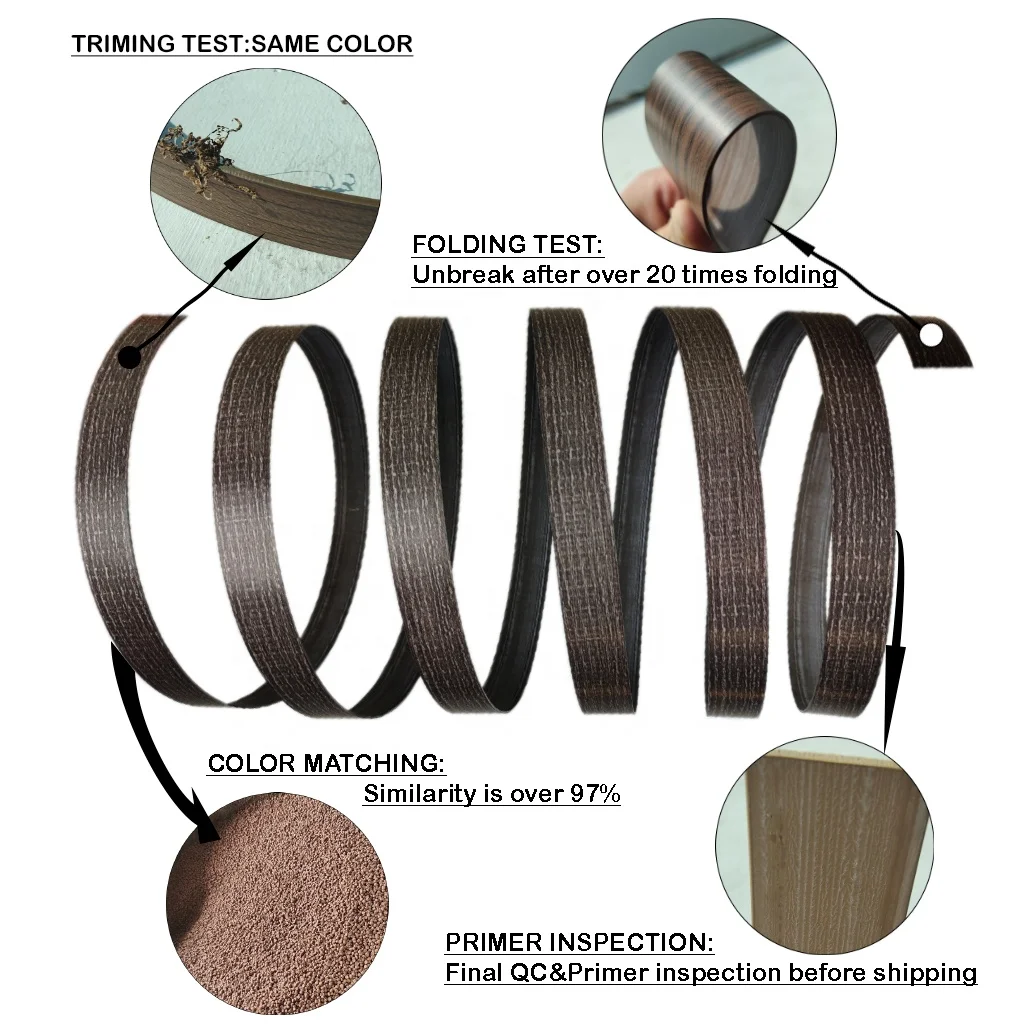 0.6mm-2mm woodgrain pvc/abs/acrylic furniture accessories edge banding tape factory customized