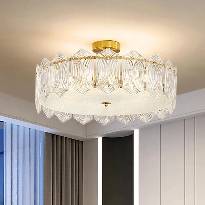 New Style Indoor French Chandelier bedroom 120 cm modern nordic gold glass shade ceiling lamp