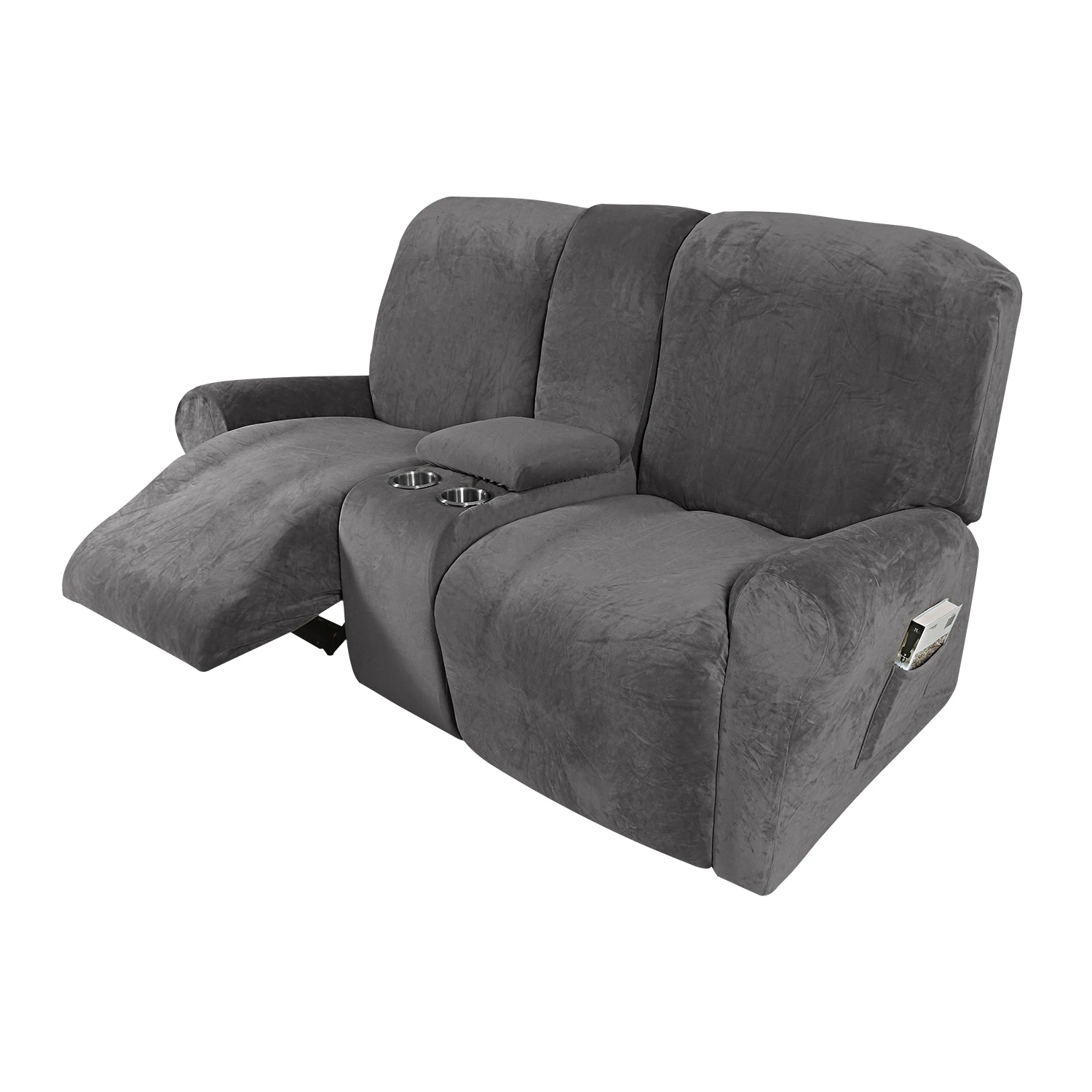 Low price 3 seat recliner sofa covers velvet stretch reclining couch covers 2 seater recliner sofa cover with cup holder