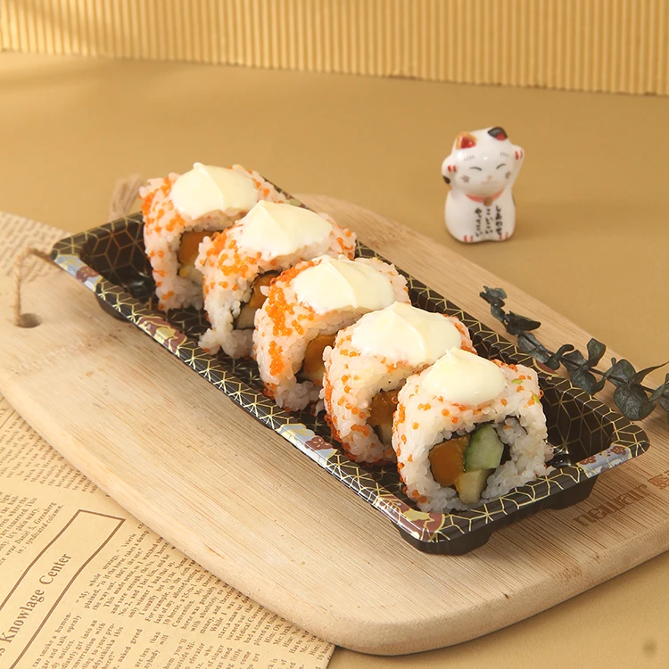 Factory Wholesale Blister Disposable Plastic Sushi Container Food Trays Plastic Sushi Tray With Lid