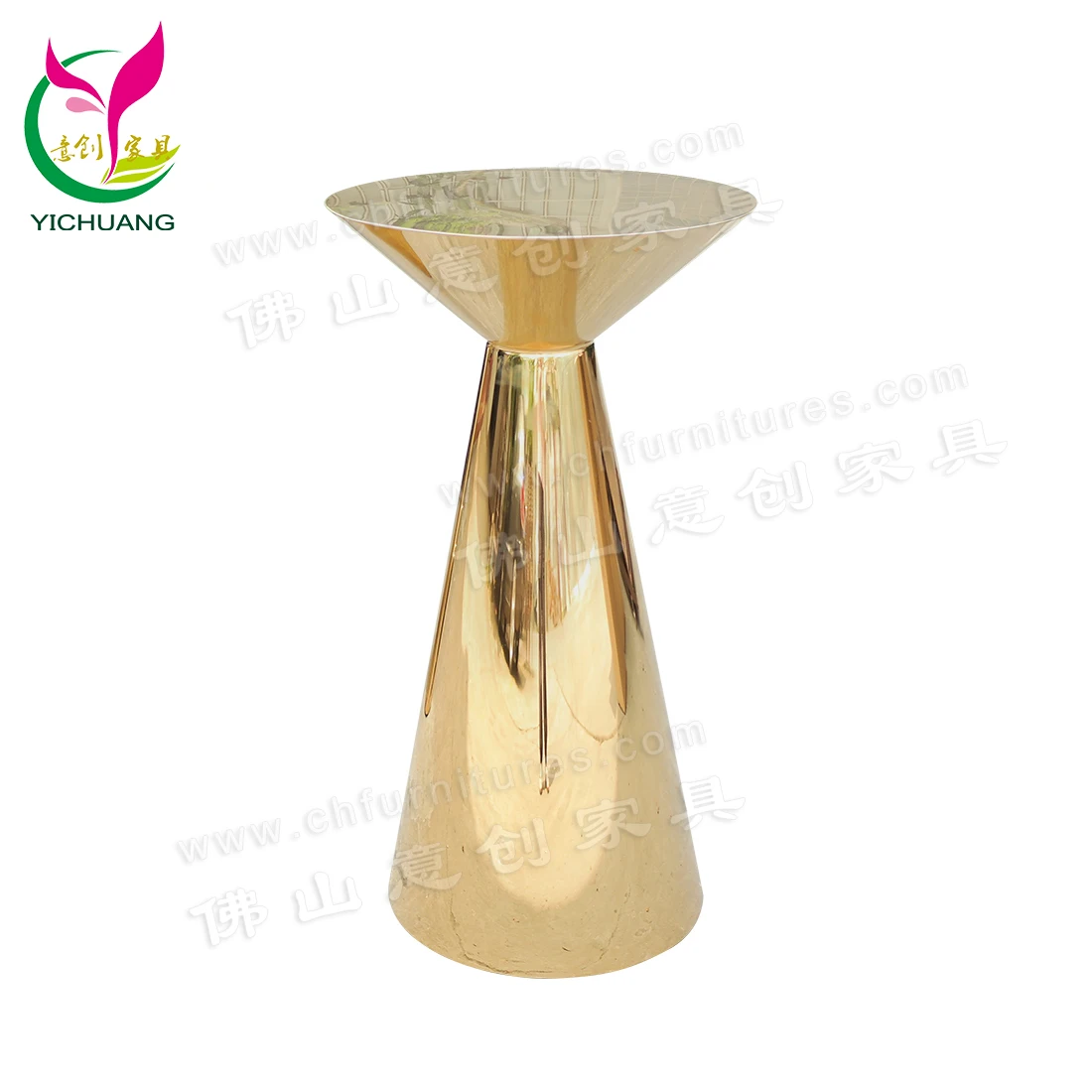 Wholesale gold stainless steel fancy outdoor wedding events restaurant high bar table for stool chair