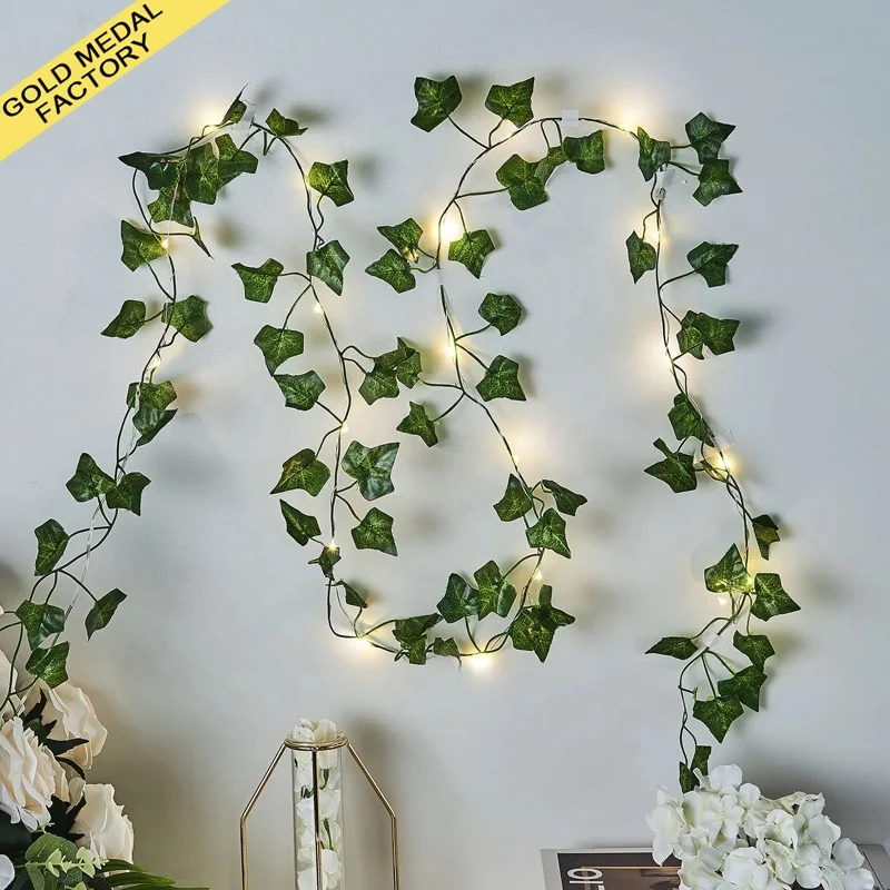 Artificial Vines With Lights Led Leaf Flower Garland Hanging Plant Greenery Wall Home Wedding Decor 2025 Leaves String Lights