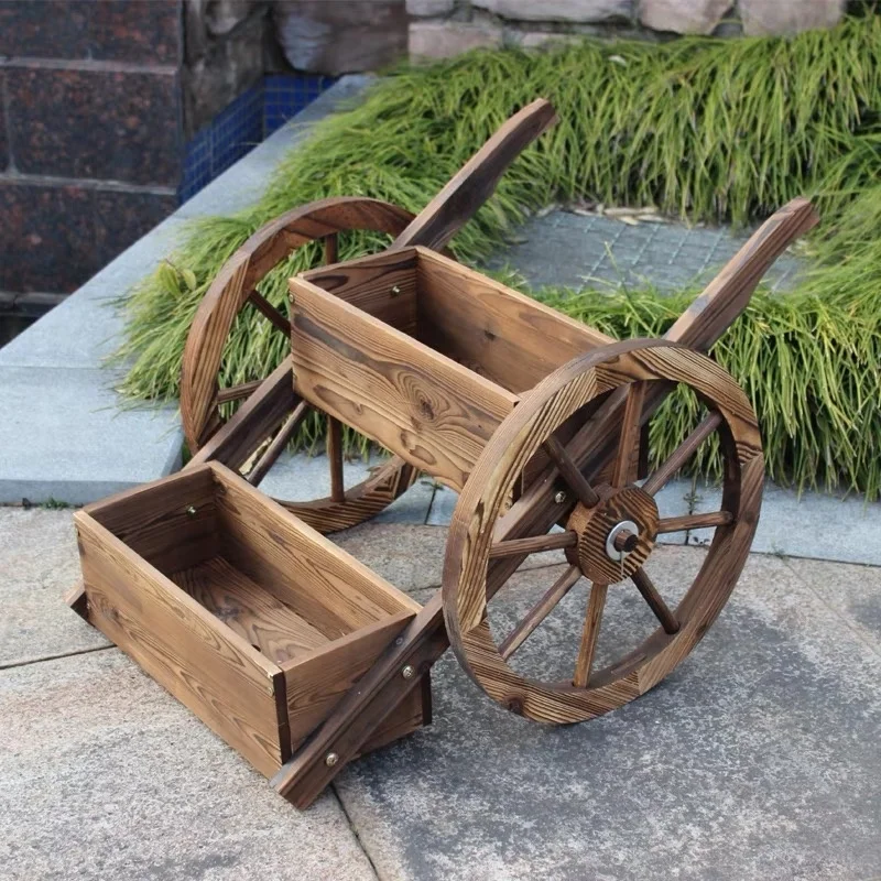 Индивидуальный домашний садовый декор плантатор деревянный цветок тележка половина ствол