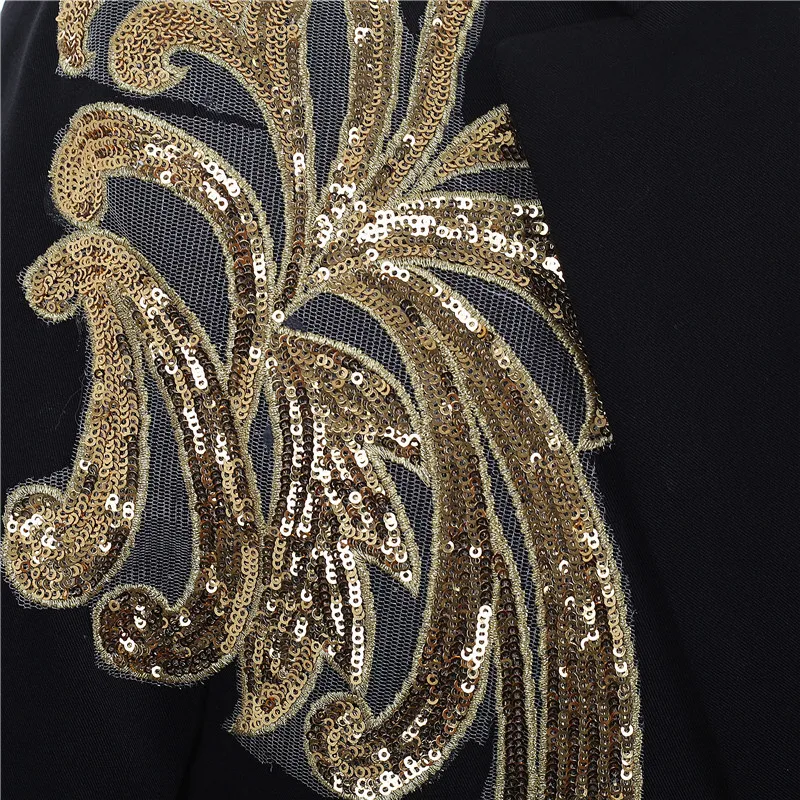 Men Classic Black Gold Sequins Suit Coat Latest Design Singers Perform Stage Jacket Dinner Party Wedding Costume Homme