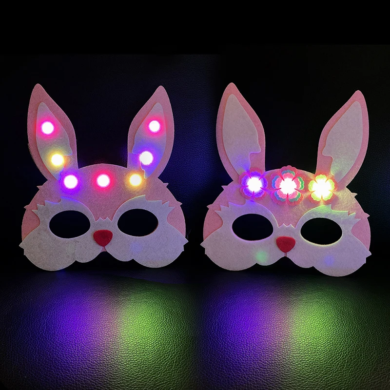Factory Wholesale Colorful Felt Party Mask Masquerade Mask Luminous felt rabbit mask for kids