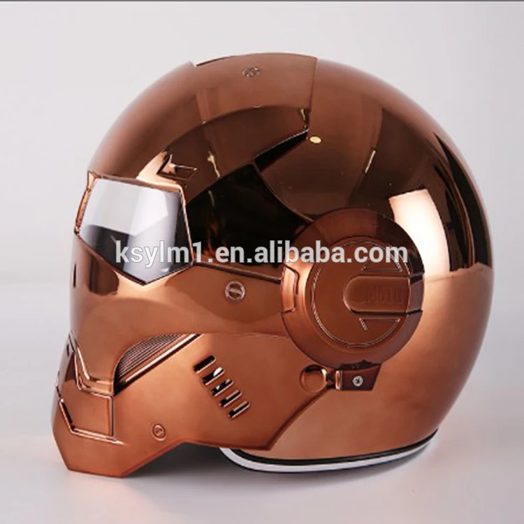 2021 YLM Hot Sale Dismantling and washing Unique Dazzling Iron Man Motorcycle Full  helmet