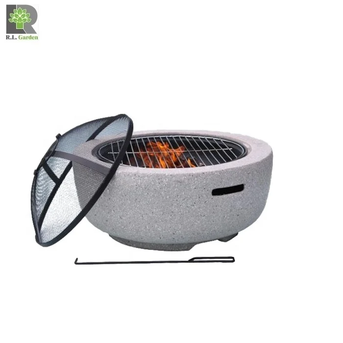 Wooden Burner Round Shape Concrete  Charcoal  Fire Pit