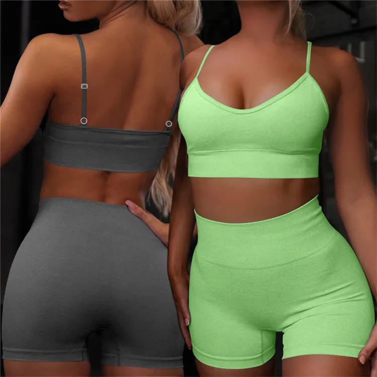 
TOB Yoga Outfit for Women Seamless 2 Piece Workout Gym High Waist Leggings with Sport Bra Set 