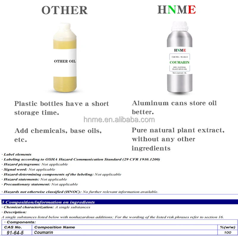 Coumarin 100% natural plant spice essential oil Top quality Raw material 1L multi-purpose CAS NO. 91-64-5