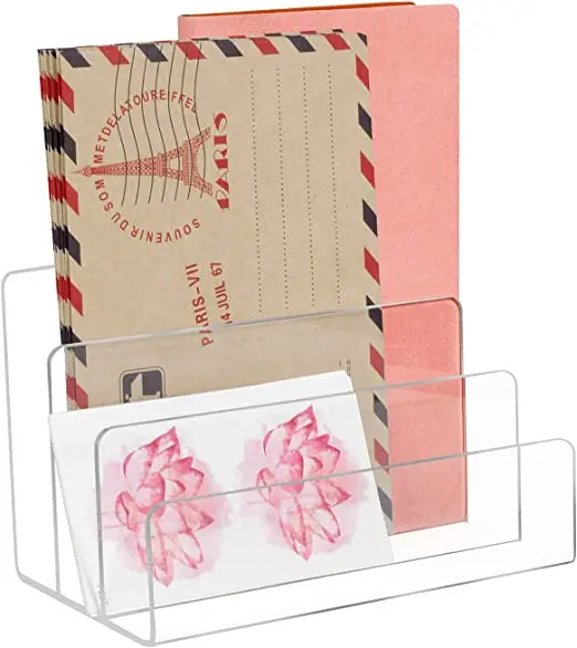 Acrylic File Holder 3 Sections, File Organizer for Desk Clear Desk Organizer File Sorter