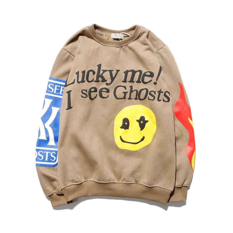 Kanye West Graffiti Letter Print Plus Velvet Sweatshirt Men Harajuku Fleece Hoodie Hip Hop Stranger Things Hoodies