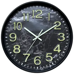 12 inch full luminous pointer 3D luminous digital wall clock creative marble face world time wall clock