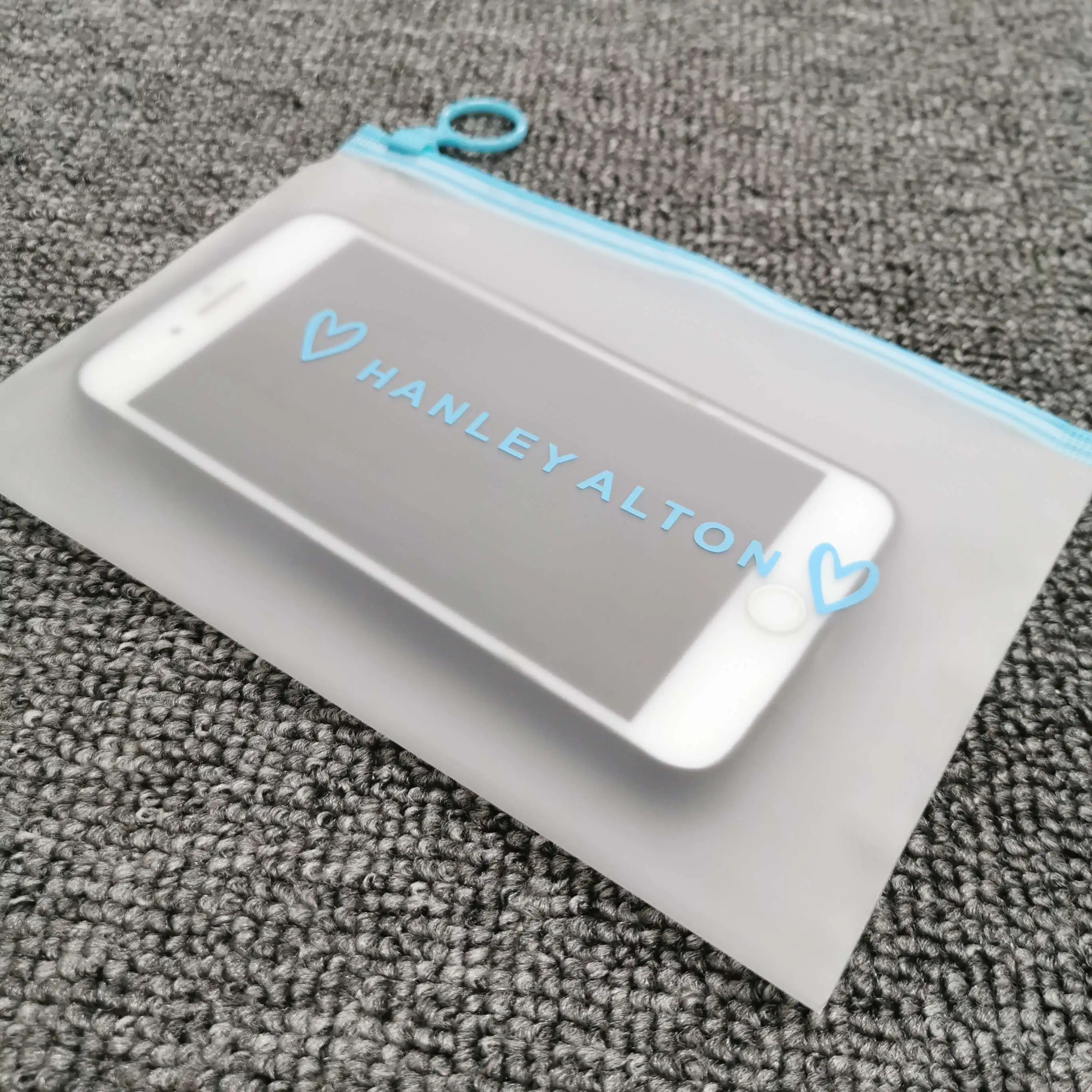 Eva/pe/pvc Ziplock Frosted Underwear Clothing Plastic Zipper Bag With Logo Blue zippered zip pocket With Circle Ring