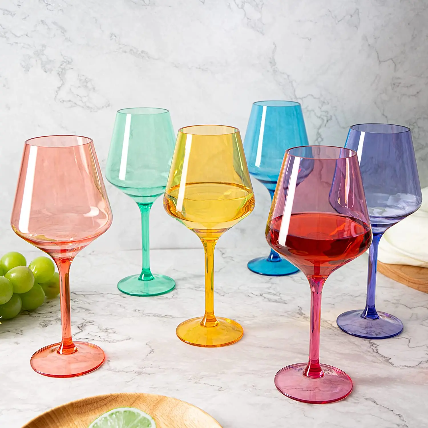 Wholesale Custom Logo Colorful Wine Glasses Tritan Colored Plastic Red Wine Glasses For Wedding