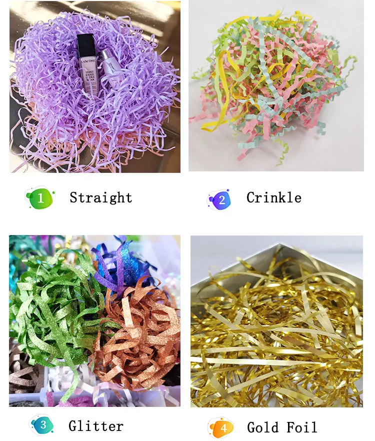 2/3/4/5MM Professional navy blue shredded package recycle black high grade decorative paper raffia crinkle paper shred