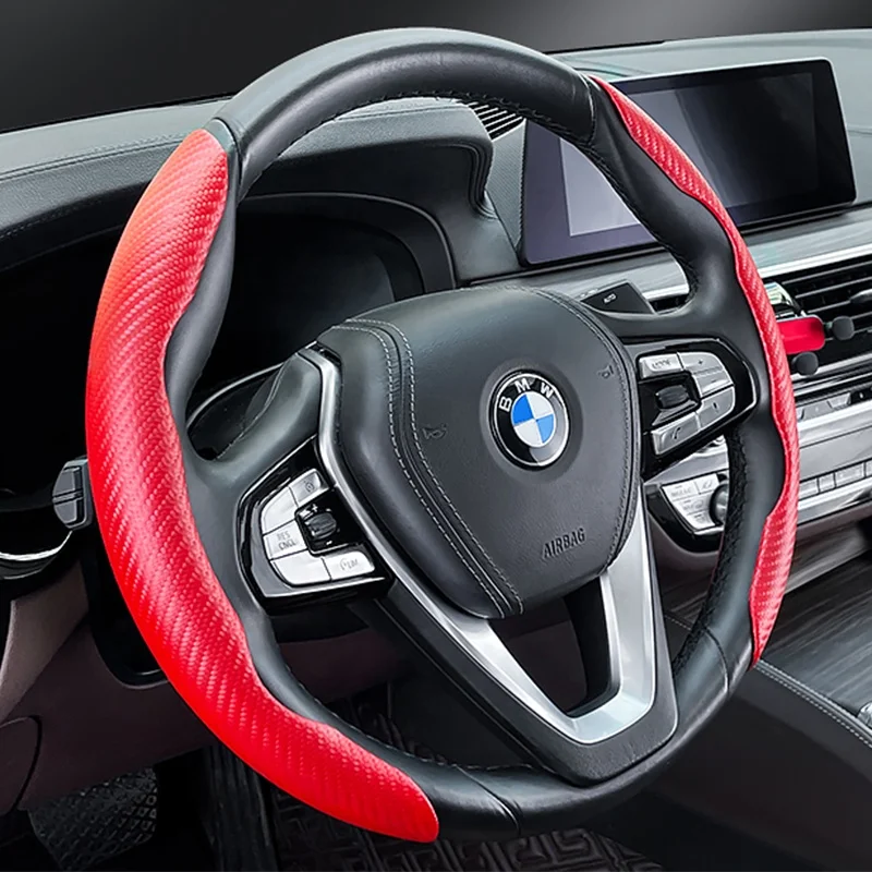 Car interior accessories manufactory direct deal carbon fiber steering wheel cover anti slip comfortable steering wheel cover