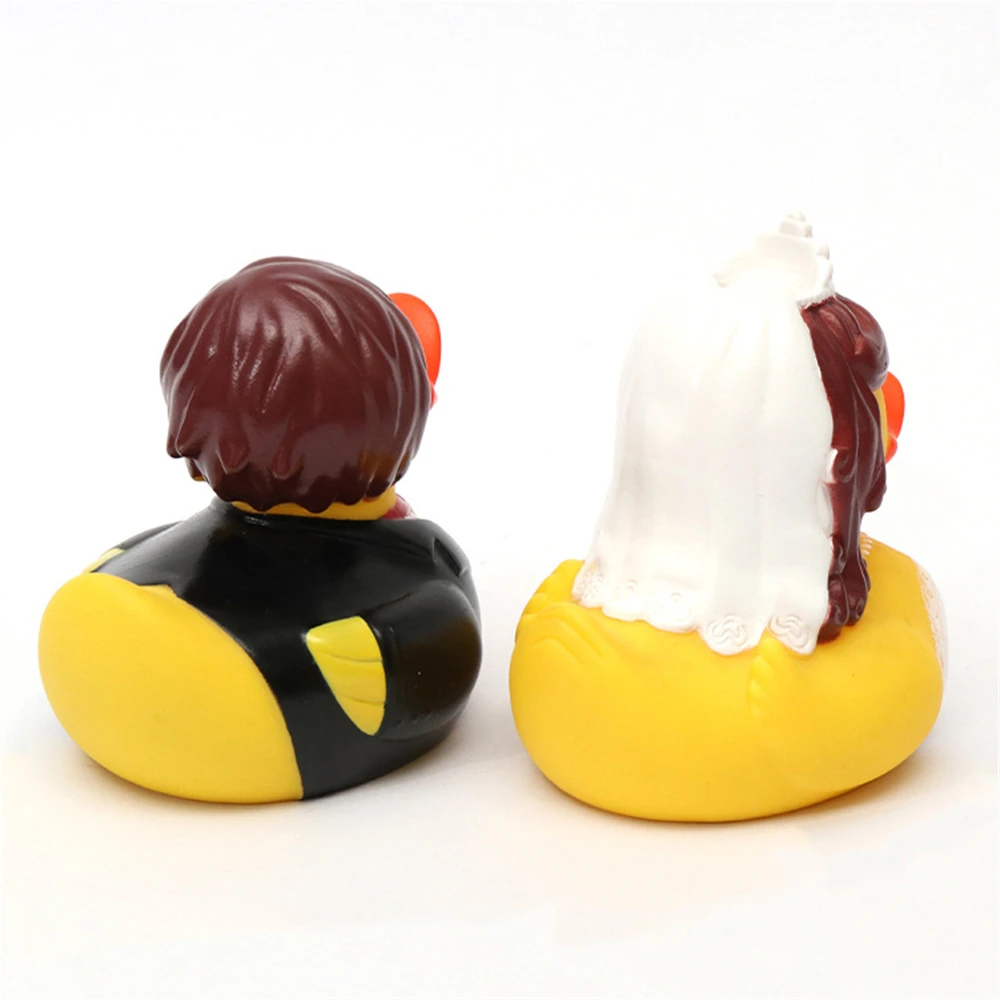 Party Art Decorations 7cm 8 cm Floating Vinyl Toy 3 Inch Yellow Bride Groom Wedding Rubber Ducks
