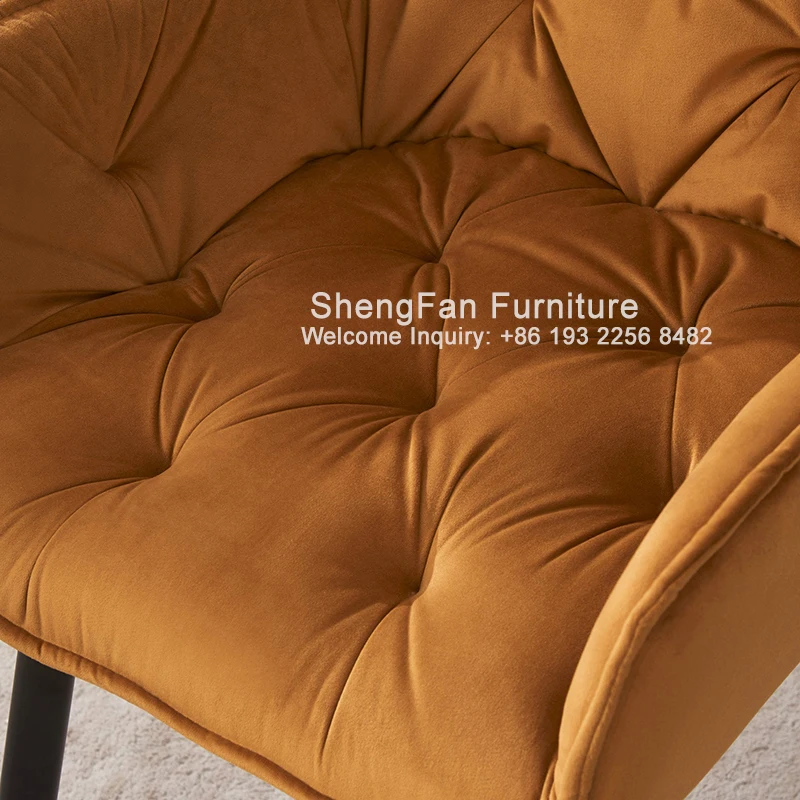 Wholesale Customer Choice Colors Velvet Fabric Dining Chair Yellow Upholstery Chairs Living Room Chairs
