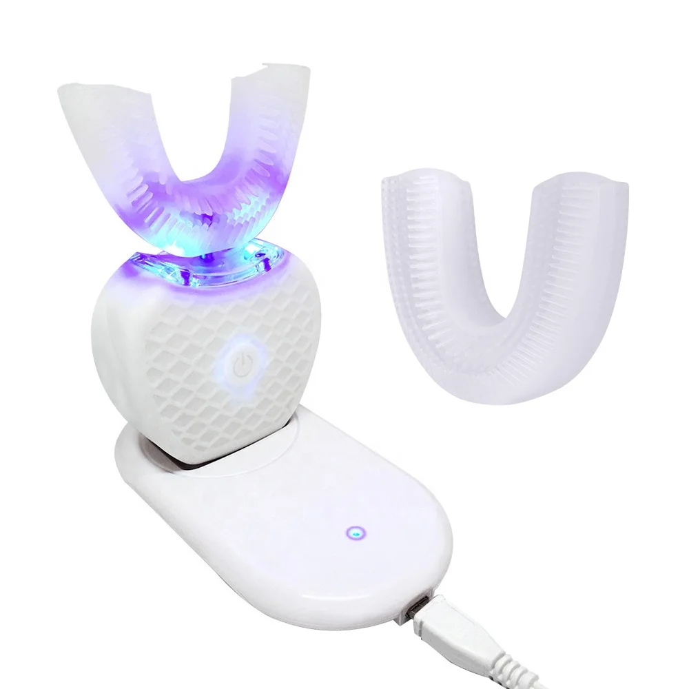 Smart 360 Automatic Electric Sonic Toothbrush U Type Tooth Brush USB Charging Tooth Teeth Whitening Blue Light Waterproof Adult