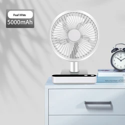 2022 New Convenient  Mini Table Fan Rechargeable Desk Fan With LED Display  And Adjustable Auto Oscillating Small Desktop Fan
